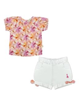 Sophie la Girafe - Baby Girls Multi-Color Half Sleeve Top & Short