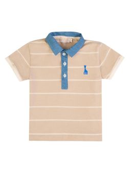 Sophie la Girafe - Baby Boys Beige Striped Polo T-Shirts