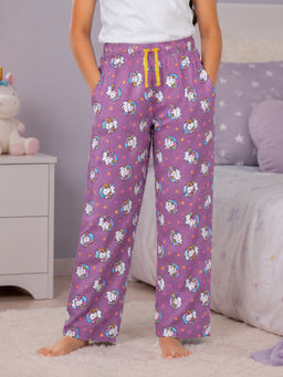 KiddoPanti - Girls Cotton Knit All-Over Printed Pyjama