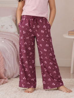 KiddoPanti - Girls Cotton Knit All-Over Printed Pyjama