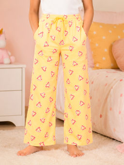 KiddoPanti - Girls Cotton Knit All-Over Printed Pyjama