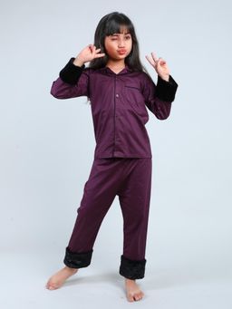 Little Clothings - Midnight Plum Luxe Cotton Silk Shirt & Pyjama
