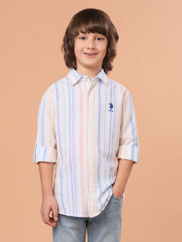 U.S. POLO ASSN. - Kids Boys Vertical Striped Regular Fit Shirt
