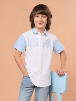 U.S. POLO ASSN. - Kids Boys Brand Printed Oxford Shirt