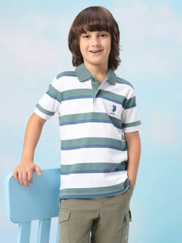 U.S. POLO ASSN. - Kids Boys Horizontal Striped Regular Fit Polo T-Shirt