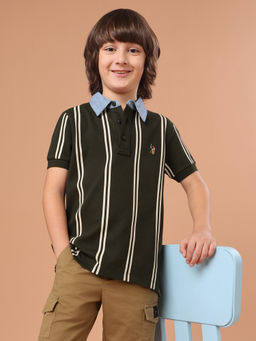 U.S. POLO ASSN. - Kids Boys Vertical Striped Regular Fit Polo T-Shirt