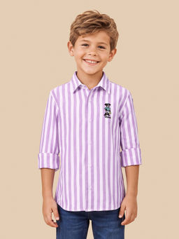 U.S. POLO ASSN. - Kids Boys Vertical Striped Oxford Shirt