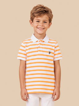 U.S. POLO ASSN. - Kids Boys Horizontal Striped Regular Fit Polo T-Shirt