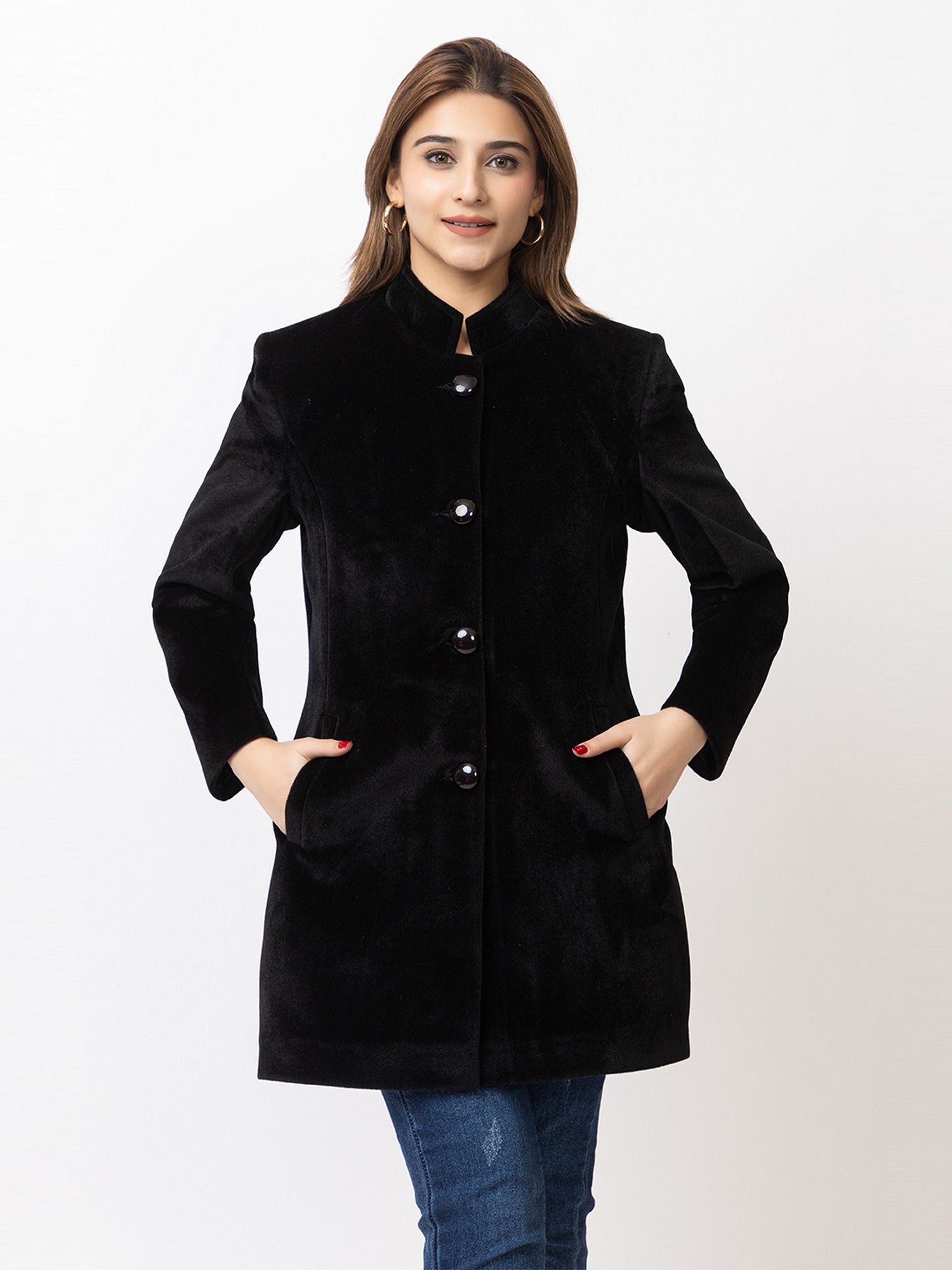 twenty me Black Casual Wear Wool Blend Solid Single Breasted Full Sleeve Women Coat-picture-34