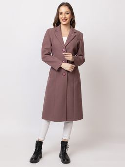 TWENTY ME - Mauve Casual Wear Wool Blend Solid Single Breasted Full Sleeve Women Coat