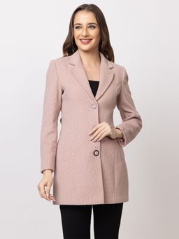 TWENTY ME - Pink Outdoor Wear Wool Blend Notched Lapel Full Sleeve Women Coat