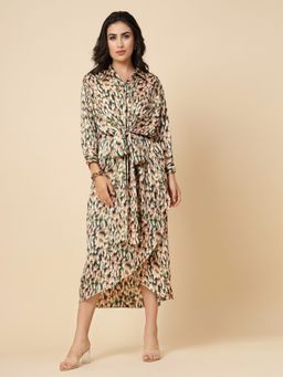 Gipsy - Multi-Color Printed Satin Midi Dress