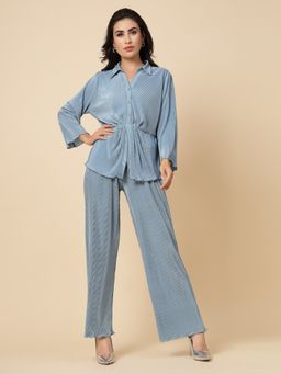 Gipsy - Space Blue Solid Satin Co-Ord (Set of 2)