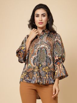 Gipsy - Multi-Color Printed Satin Shirt
