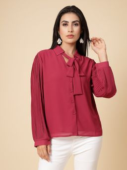 Gipsy - Raspberry Red Solid Georgette Tunic