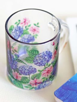 Strokes by Namrata Mehta - Hydrangea Glass Mug