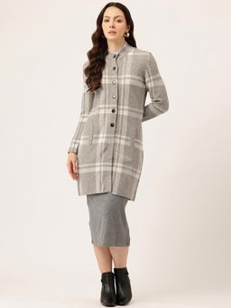 APSLEY - Grey Checks Long Cardigans