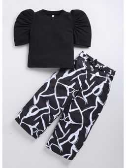 Toonyport - Girls Black Cotton Blend Top with Pant