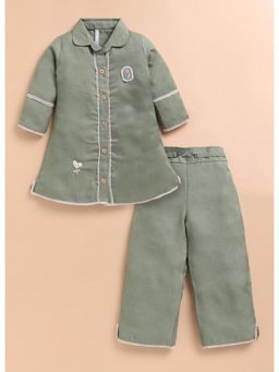 Toonyport - Girls Green Cotton Blend Top with Pant