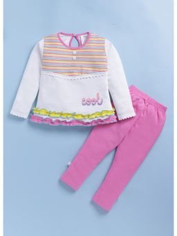 Toonyport - Girls Pink Cotton Blend Top with Pant