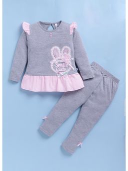 Toonyport - Girls Grey Cotton Blend Top with Pant