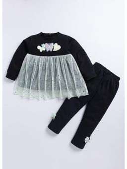 Toonyport - Girls Black Cotton Blend Top with Pant