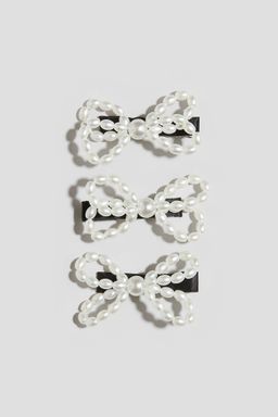H&M - Girls White 3-Pack Hair Clips