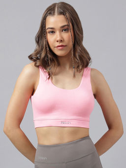 Fitkin - Womens Pink Crop Tank Sports Bra