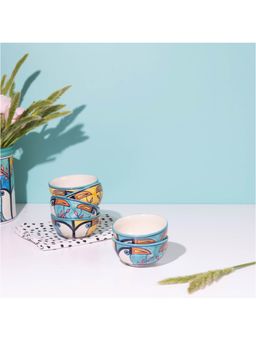 Amalfiee Ceramics - Handmade 3.5 Handpainted Tropical Bay Portion Bowl Set Of 6 Pcs