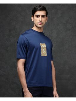 Rare Rabbit - Melor Dark Blue Graphic Print Oversized Fit T-Shirt