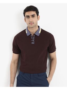 Rare Rabbit - Rique Dark Maroon Plain Regular Fit Polo T-Shirt