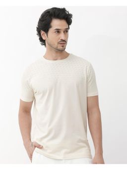 Rare Rabbit - Tully Beige Monogram Print Regular Fit T-Shirt