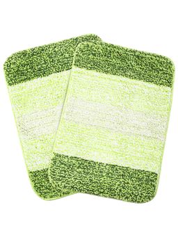 Saral Home - Green Microfiber Anti Skid Bath Mat 35x50 cm (Pack of 2)