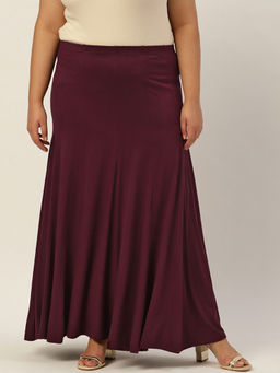 theRebelinme - Plus Size Women's Purple Solid Color Flared Skirt