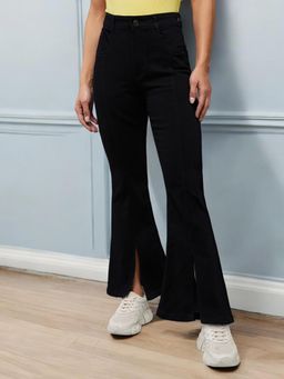 Miss Chase - Womens Black Bootcut High Rise Regular-Length Stretchable Denim Jeans