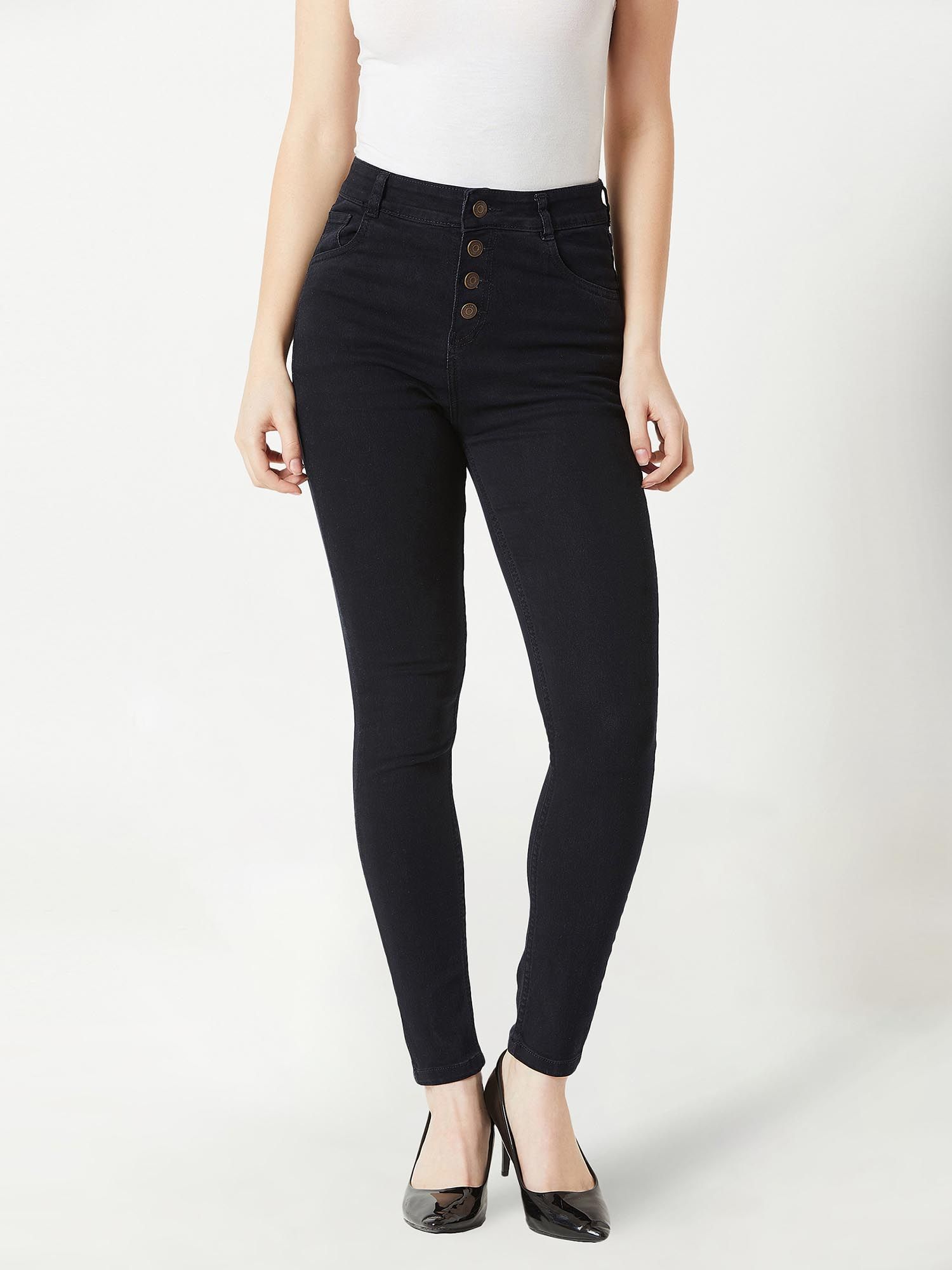 miss chase Womens Black Skinny Fit High Rise Stretchable Denim Jeans-picture-12