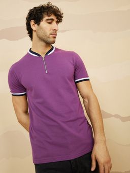 Styli - Purple Pique T-Shirt with Twin Tipping