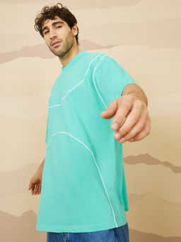 Styli - Green Piping Insert Detail Boxy T-Shirt