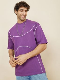 Styli - Purple Piping Insert Detail Boxy T-Shirt