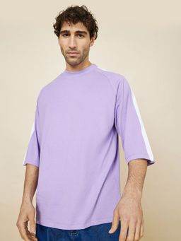 Styli - Purple Three Fourth Sleeve Oversized T-Shirt
