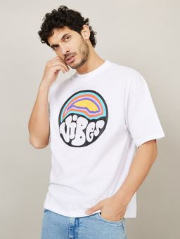 Styli - White Towel Embroidered Boxy Fit T-Shirt