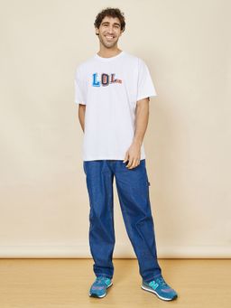 Styli - White Lol Slogan Print Oversized T-Shirt
