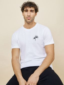 Styli - White Embroidered Detail Cotton Regular Fit T-Shirt