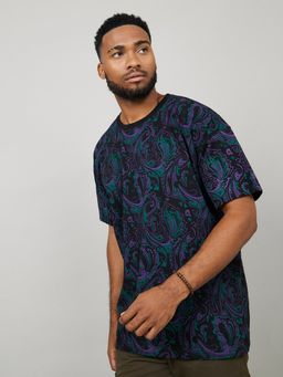 Styli - Multi Color Paisley Printed Festive Oversize T-Shirt