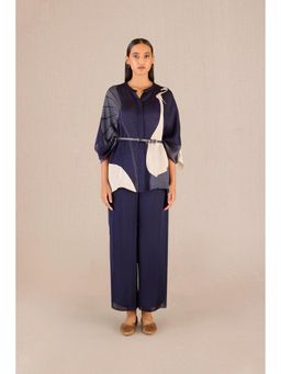 AMPM - Navy Blue Iha Printed Shirt with Pant and Belt (Set of 3)