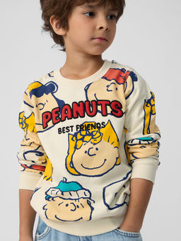 The Souled Store - Official Peanuts: Best Friends Boys Regular Off White Sweatshirt