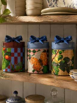 Living With Elan - Letters From India Round Stainless Steel Canister Set (Pack of 3) 800 ml Each
