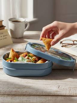 Living With Elan - Letters From India Leaping Tiffin Box Stainless Steel Lunch Box Multicolour