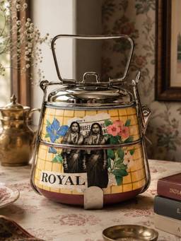 Living With Elan - Tiffin 2-Tier Lunch Box with Handle & Lock Clips Multicolour 600 ml
