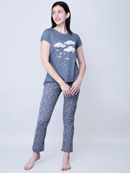 Lyra - 701 Cotton Printed Night Suit For Women-Multi-Color